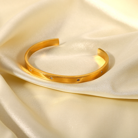 Glossy Gold Cuff (The Retro Glossy Zircon)
